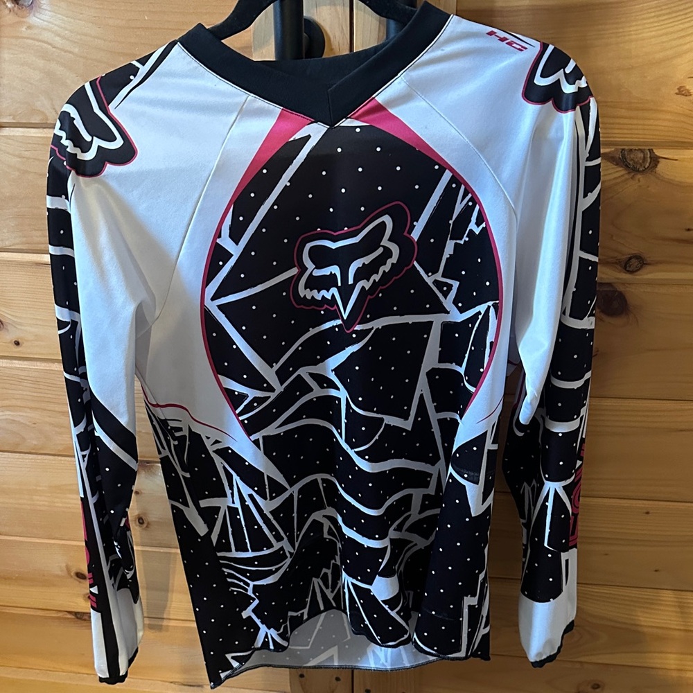 Fox racing Black and White Jersey with Pink Highlights